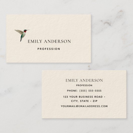 Ruby-throated Hummingbird  Visitenkarte (Vorne/Hinten)