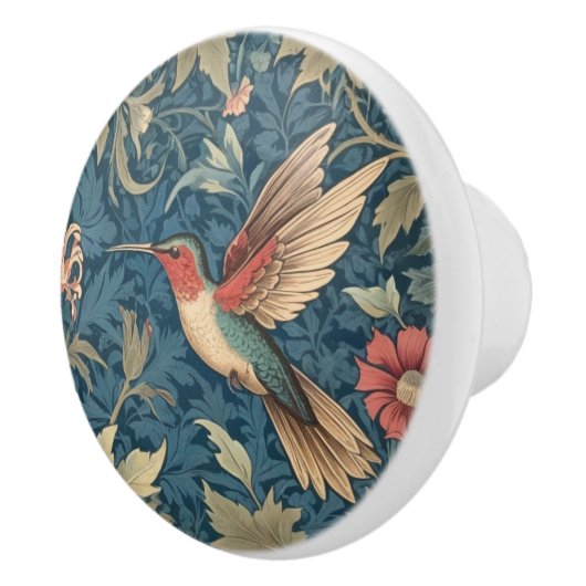 Ruby-throated hummingbird William Morris style Keramikknauf (Rechts)