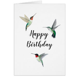 Ruby-throated Hummingbirds Birthday Card