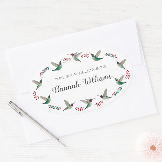 Ruby-throated Hummingbirds Bookplate Ovaler Aufkleber (Umschlag)