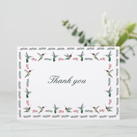 Ruby-throated Hummingbirds Danke Karte (Stehend Vorderseite)