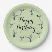 Ruby-throated Hummingbirds Happy Birthday Pappteller (Vorderseite)
