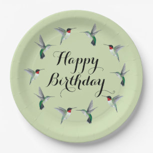 Ruby-throated Hummingbirds Happy Birthday Pappteller