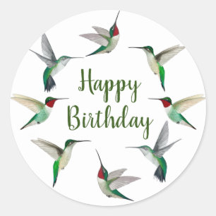 Ruby-throated Hummingbirds Happy Birthday Runder Aufkleber