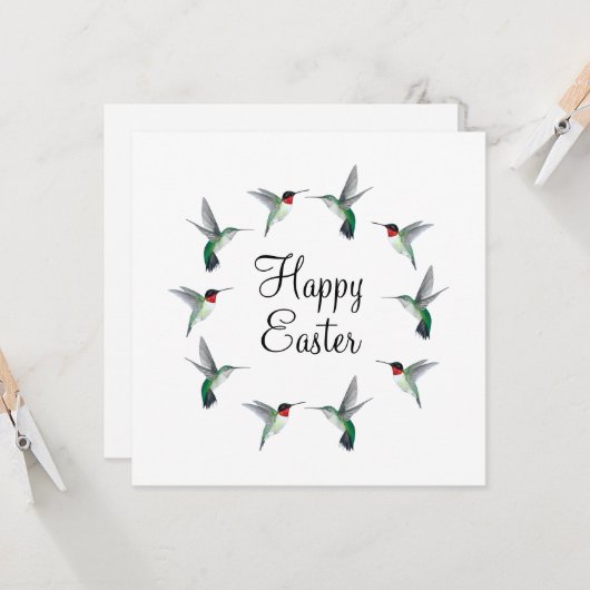 Ruby-throated Hummingbirds Happy Oaster Card Karte (Vorderseite/Rückseite Beispiel)