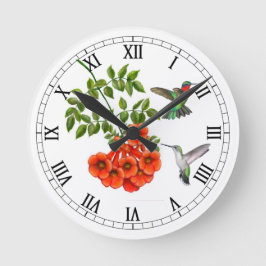 Ruby Throated Hummingbirds Wall Clock Runde Wanduhr