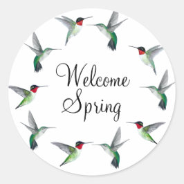 Ruby-throated Hummingbirds Welcome Spring Runder Aufkleber