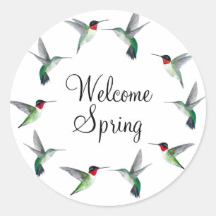Ruby-throated Hummingbirds Welcome Spring Runder Aufkleber