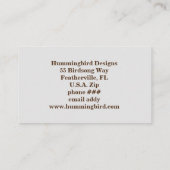 Ruby Throby Hummingbird Business Card Visitenkarte (Rückseite)