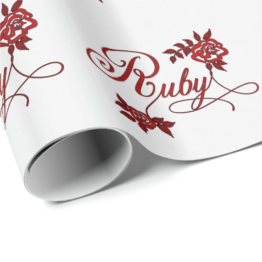Ruby Typografie mit Rose Rot und Weiß Geschenkpapier (Rolleneckpunkt)