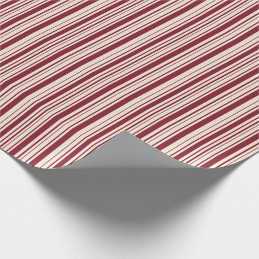 Ruby und antike weiße Streifen Geschenkpapier (Ecke)