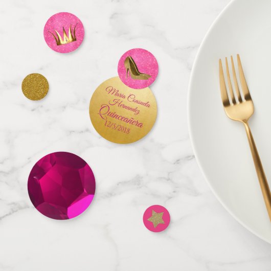 Ruby und Gold Custom Quinceanera Confetti Konfetti (Gruppe)