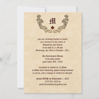 Ruby und Gold Monogram Gothic-Einladung Einladung