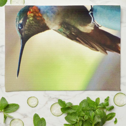 Ruby und Grüner kleiner Hummingbird Handtuch (Gefaltet)