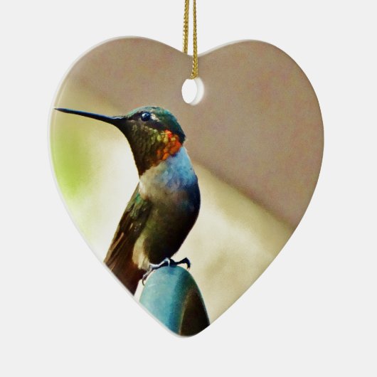 Ruby und Grüner kleiner Hummingbird Keramikornament (Rechts)