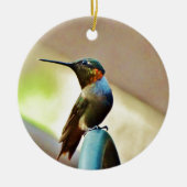 Ruby und Grüner kleiner Hummingbird Keramikornament (Vorne)