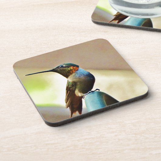 Ruby und Grüner kleiner Hummingbird Untersetzer (Linke Seite)