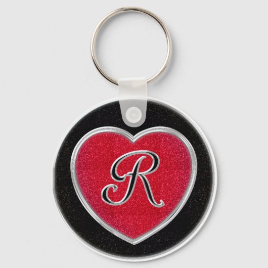 Ruby und Onyx Monogram Schlüsselanhänger (Vorderseite)