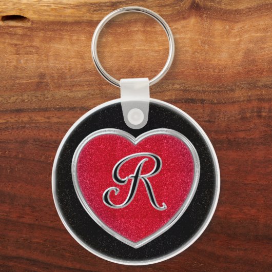 Ruby und Onyx Monogram Schlüsselanhänger (Vorderseite)