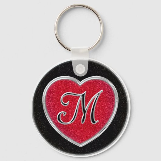 Ruby und Onyx Monogram Schlüsselanhänger (Vorderseite)