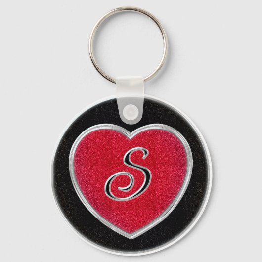 Ruby und Onyx Monogram Schlüsselanhänger (Vorderseite)