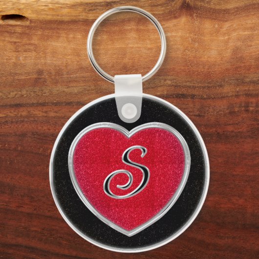 Ruby und Onyx Monogram Schlüsselanhänger (Vorderseite)