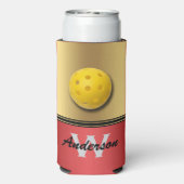 Ruby und Rote Farben mit Monogramm und Name Cooler Selters Dosenkühler (Seltzer Rückseite)