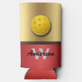 Ruby und Rote Farben mit Monogramm und Name Cooler Selters Dosenkühler (Rückseite)