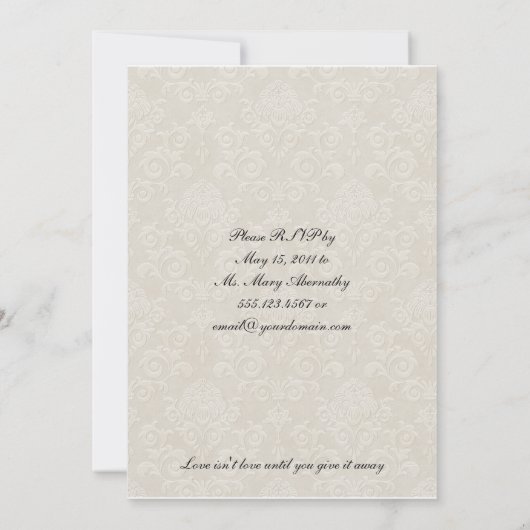 Ruby und Rote Rosen Ribbon Post Hochzeit Einladung (Rückseite)