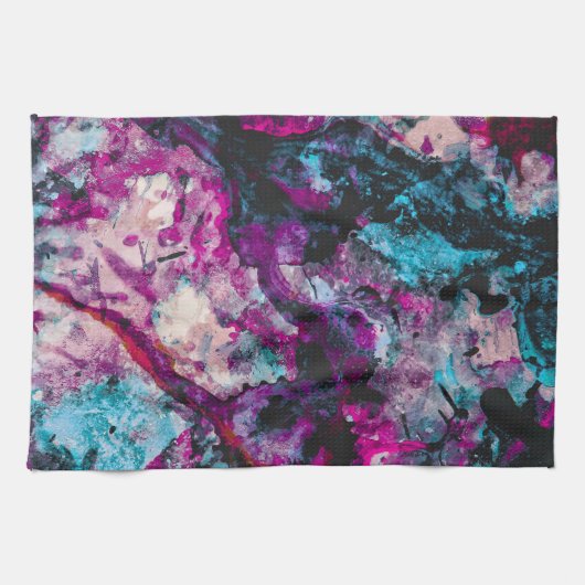 Ruby und Sapphire Crystal Geode Abstrakt Geschirrtuch (Horizontal)