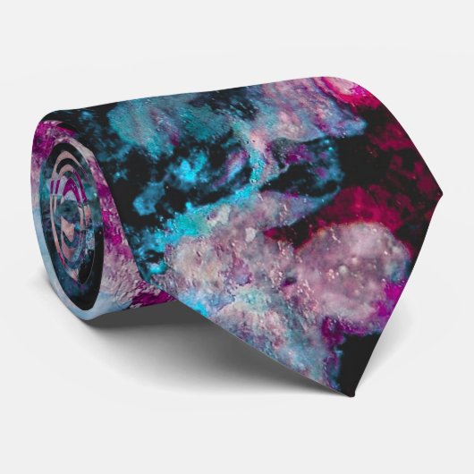 Ruby und Sapphire Crystal Geode Abstrakt Krawatte (Gerollt)