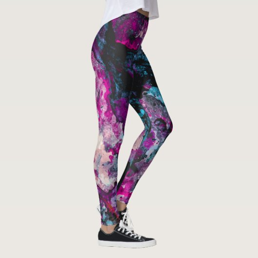Ruby und Sapphire Crystal Geode Abstrakt Leggings (Rechts)