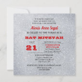 Ruby und Silver Glitzer Glam Bat Mitzvah Einladung (Vorderseite)