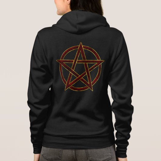 Ruby Verzauberung: Pentagram Elegante Hoodie (Rückseite)