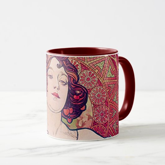 Ruby (Vier Juwelen), Alphonse Mucha Tasse (VorderseiteRechts)