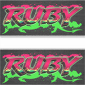 Ruby Vorname Name Graffiti Aufkleber Sticker (Vorderseite)