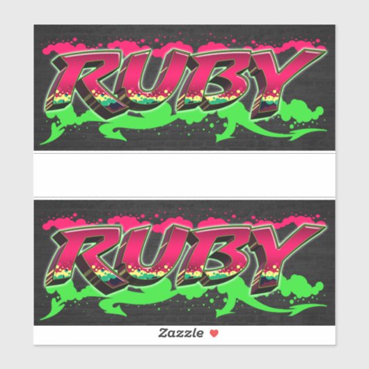 Ruby Vorname Name Graffiti Aufkleber Sticker (Blatt)