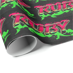 Ruby Vorname Name Graffiti red green Geschenkpapier