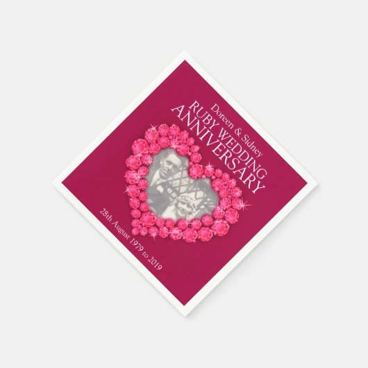 Ruby Wedding 40 Jahre Foto und Name Servietten (Ecke)