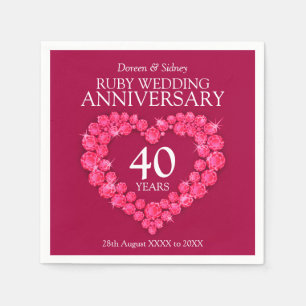 Ruby Wedding 40 Jahre individuelle Name Servietten