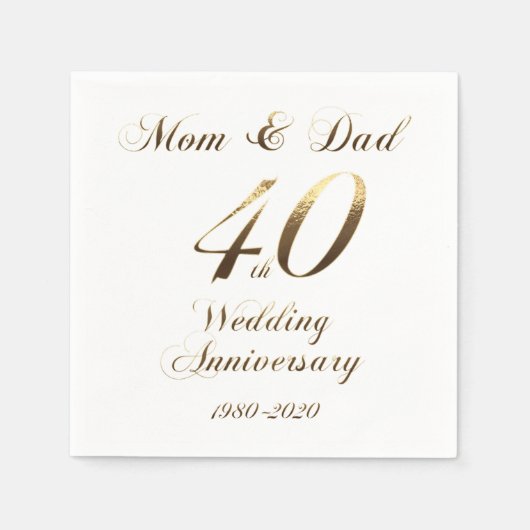 Ruby Wedding 40 Jahre Parents Serviette (Vorderseite)