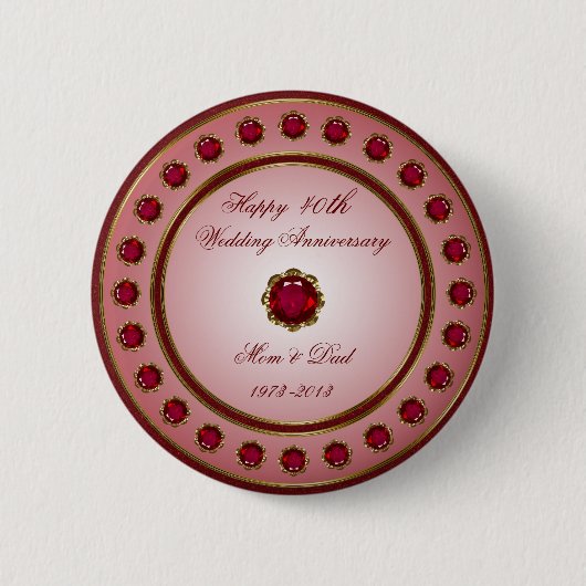 Ruby Wedding Anniversary Button (Vorderseite)