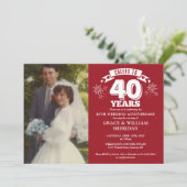 Ruby Wedding Anniversary Foto zum 40. Mal Einladung (Stehend Vorderseite)