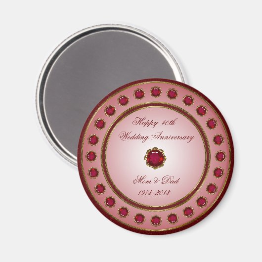 Ruby Wedding Anniversary Magnet (Vorderseite/Rückseite)