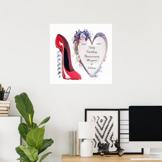 Ruby Wedding Anniversary Poster mit individualisie (Heimbüro)