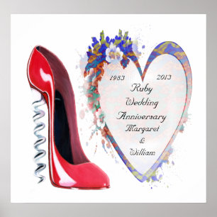 Ruby Wedding Anniversary Poster mit individualisie