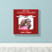 Ruby Wedding Anniversary Red Damask 8 x 8 cm Leinwanddruck (Insitu (Holzboden))