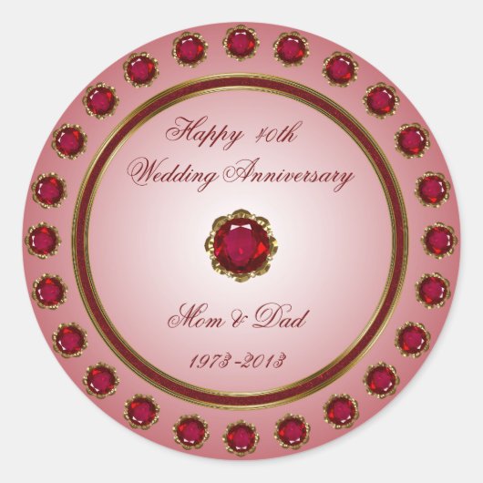 Ruby Wedding Anniversary Sticker (Vorderseite)