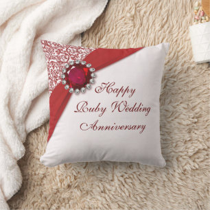 Ruby Wedding Anniversary Throw Kissen