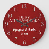 Ruby Wedding Annivsersary Names Year Große Wanduhr (Vorderseite)